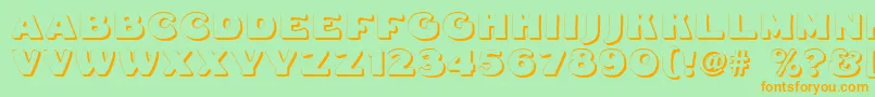 Fatfreddieshadow-Schriftart – Orangefarbene Schriften auf grünem Hintergrund