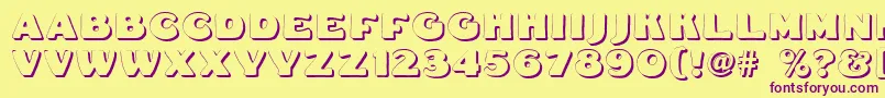 Fatfreddieshadow Font – Purple Fonts on Yellow Background