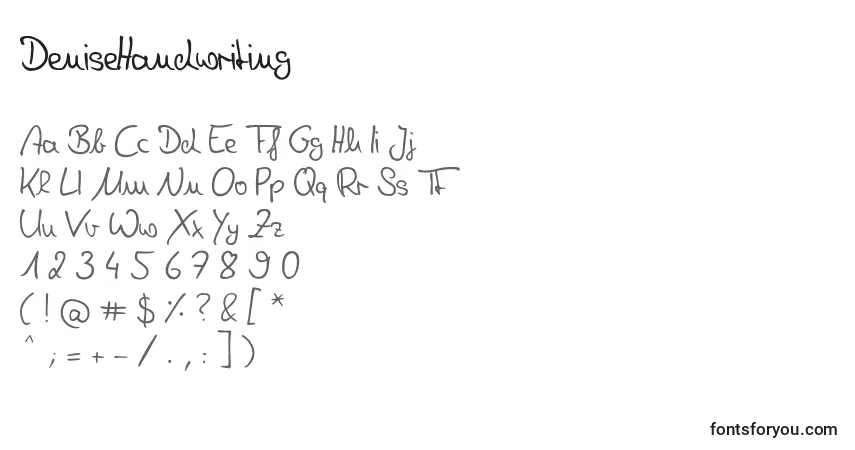 A fonte DeniseHandwriting – alfabeto, números, caracteres especiais