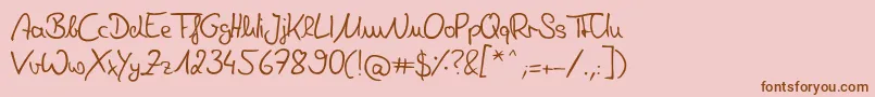 Czcionka DeniseHandwriting – brązowe czcionki na różowym tle