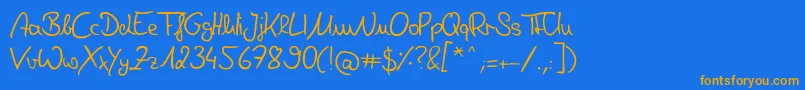 Fonte DeniseHandwriting – fontes laranjas em um fundo azul
