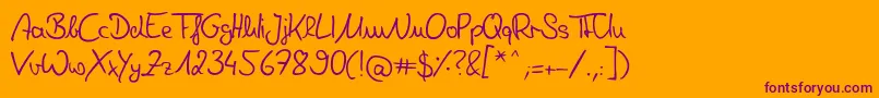 DeniseHandwriting-Schriftart – Violette Schriften auf orangefarbenem Hintergrund