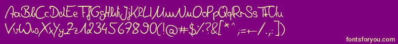 Fonte DeniseHandwriting – fontes amarelas em um fundo roxo