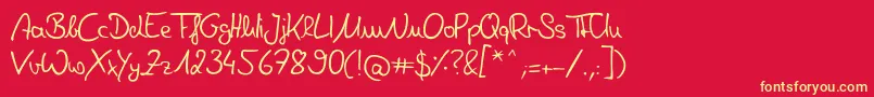 Шрифт DeniseHandwriting – жёлтые шрифты на красном фоне