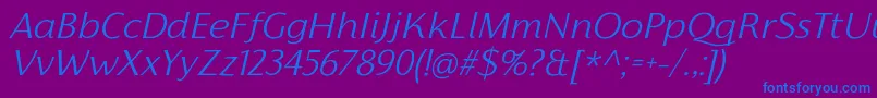 FlorentiaLightItalicTrial Font – Blue Fonts on Purple Background