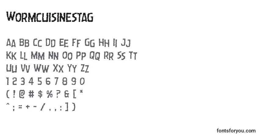 Czcionka Wormcuisinestag – alfabet, cyfry, specjalne znaki