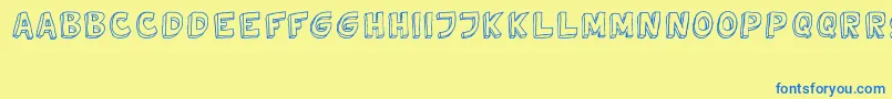 フォントTweedyVer02112010Thunderpanda – 青い文字が黄色の背景にあります。
