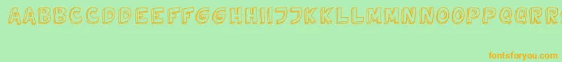 フォントTweedyVer02112010Thunderpanda – オレンジの文字が緑の背景にあります。