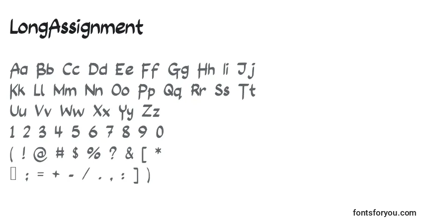 Czcionka LongAssignment – alfabet, cyfry, specjalne znaki