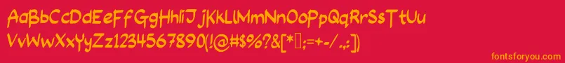 フォントLongAssignment – 赤い背景にオレンジの文字