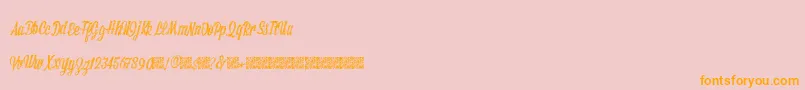 Sketchybuilder-Schriftart – Orangefarbene Schriften auf rosa Hintergrund