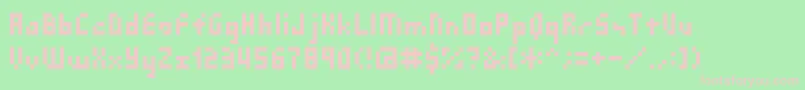 Shakagraphics03-fontti – vaaleanpunaiset fontit vihreällä taustalla