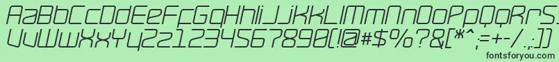 RavepartyOblique-fontti – mustat fontit vihreällä taustalla