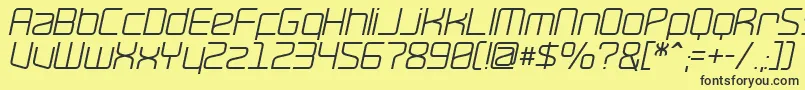 RavepartyOblique-fontti – mustat fontit keltaisella taustalla
