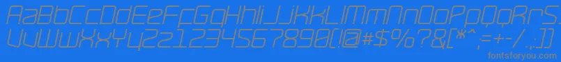 RavepartyOblique-fontti – harmaat kirjasimet sinisellä taustalla