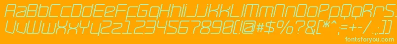Шрифт RavepartyOblique – зелёные шрифты на оранжевом фоне
