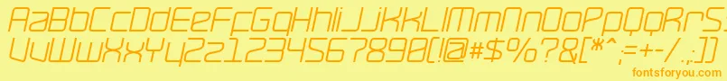RavepartyOblique-fontti – oranssit fontit keltaisella taustalla