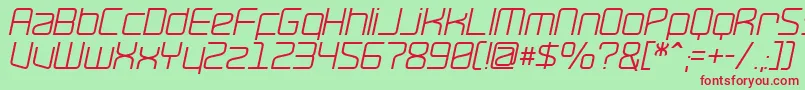RavepartyOblique-fontti – punaiset fontit vihreällä taustalla