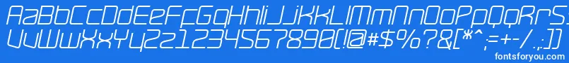RavepartyOblique-fontti – valkoiset fontit sinisellä taustalla