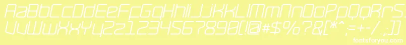 RavepartyOblique-fontti – valkoiset fontit keltaisella taustalla