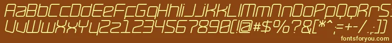 RavepartyOblique-fontti – keltaiset fontit ruskealla taustalla