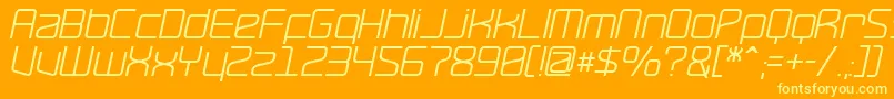 RavepartyOblique-Schriftart – Gelbe Schriften auf orangefarbenem Hintergrund