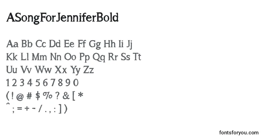 Шрифт ASongForJenniferBold – алфавит, цифры, специальные символы