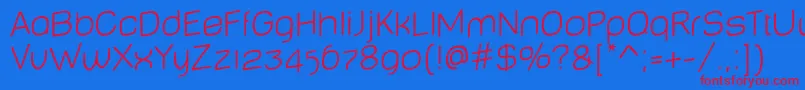 Fonte BabyMinethinJumping – fontes vermelhas em um fundo azul