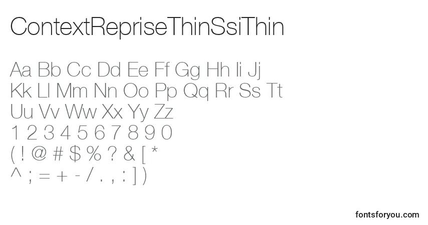 Czcionka ContextRepriseThinSsiThin – alfabet, cyfry, specjalne znaki