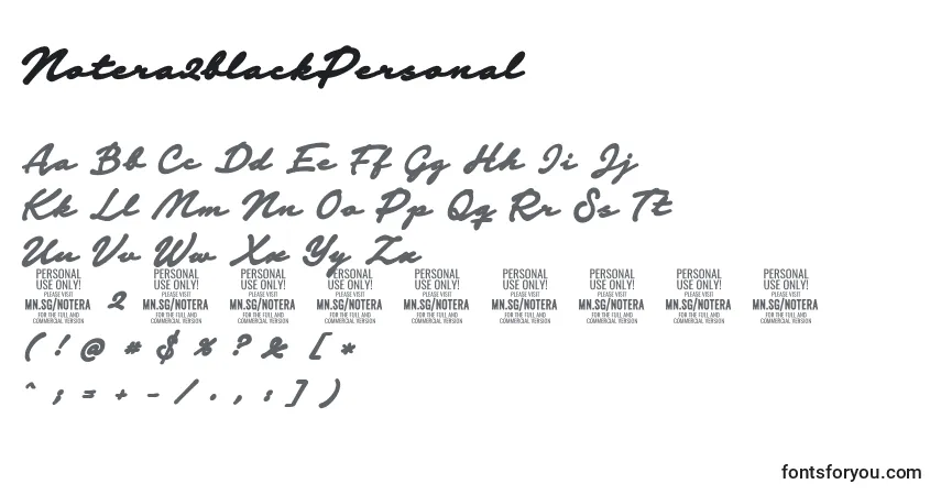 Schriftart Notera2blackPersonal – Alphabet, Zahlen, spezielle Symbole