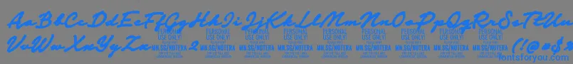 Notera2blackPersonal Font – Blue Fonts on Gray Background
