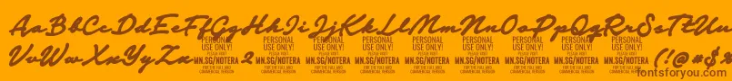 Notera2blackPersonal Font – Brown Fonts on Orange Background