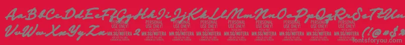 Notera2blackPersonal Font – Gray Fonts on Red Background