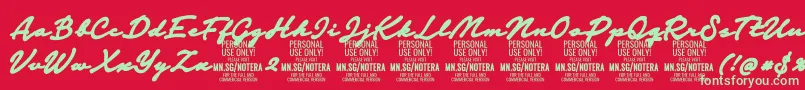 Notera2blackPersonal Font – Green Fonts on Red Background