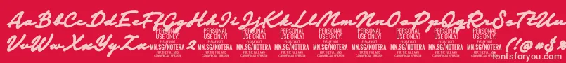 Notera2blackPersonal Font – Pink Fonts on Red Background