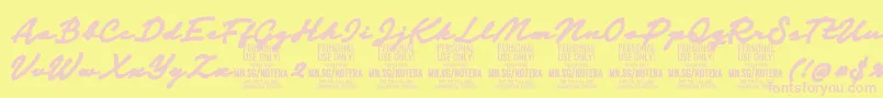 Notera2blackPersonal Font – Pink Fonts on Yellow Background