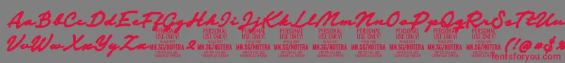 フォントNotera2blackPersonal – 赤い文字の灰色の背景
