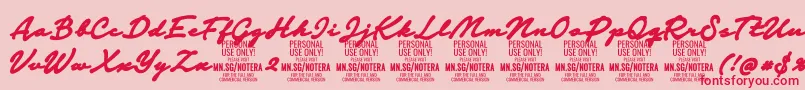 Notera2blackPersonal Font – Red Fonts on Pink Background