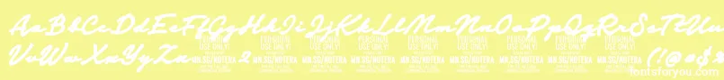 Notera2blackPersonal Font – White Fonts on Yellow Background