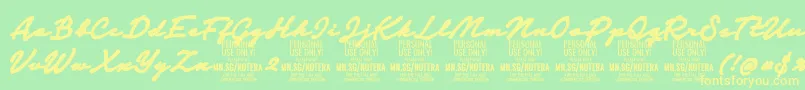 Notera2blackPersonal-Schriftart – Gelbe Schriften auf grünem Hintergrund