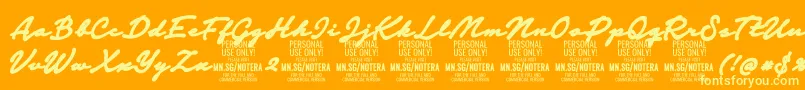 Notera2blackPersonal Font – Yellow Fonts on Orange Background