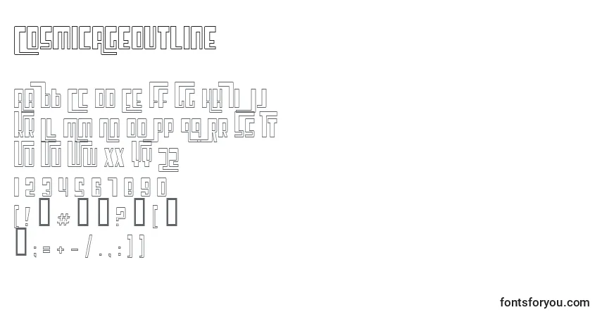 Schriftart CosmicAgeOutline – Alphabet, Zahlen, spezielle Symbole