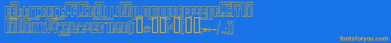 CosmicAgeOutline-fontti – oranssit fontit sinisellä taustalla