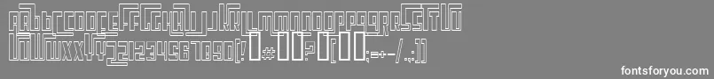 CosmicAgeOutline-fontti – valkoiset fontit harmaalla taustalla