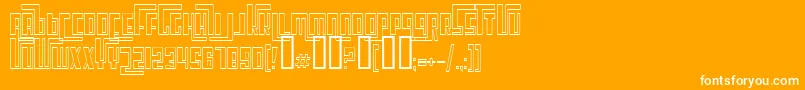 Fonte CosmicAgeOutline – fontes brancas em um fundo laranja