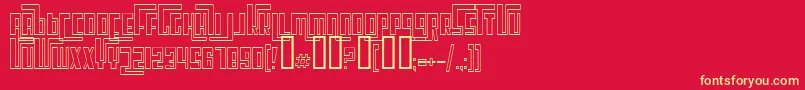 CosmicAgeOutline-fontti – keltaiset fontit punaisella taustalla