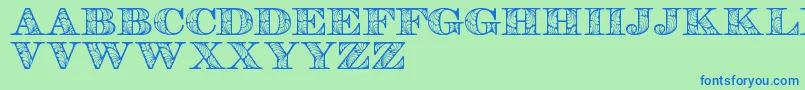 Retrographdemo-fontti – siniset fontit vihreällä taustalla