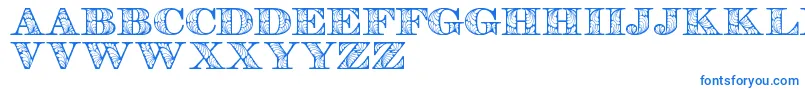 Retrographdemo-Schriftart – Blaue Schriften auf weißem Hintergrund