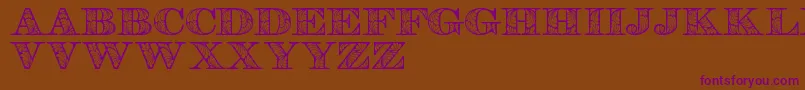 Czcionka Retrographdemo – fioletowe czcionki na brązowym tle