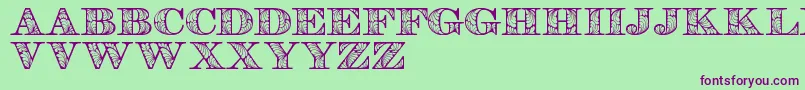 Retrographdemo-fontti – violetit fontit vihreällä taustalla